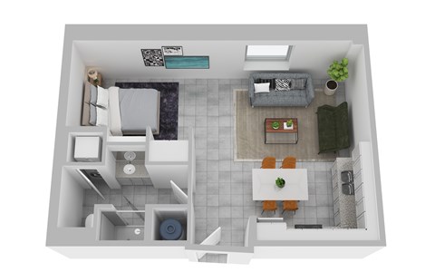 Floor plan for studio, 1 bath, 600 sqft